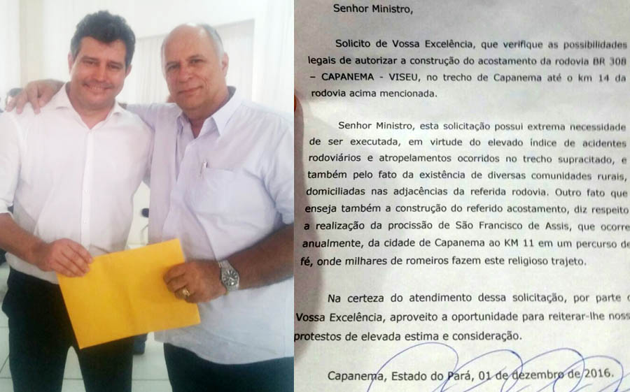 Prefeito eleito de Capanema Chico Neto solicitou acostamento para BR 308