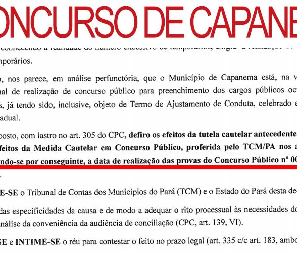 Nova decisão da justiça MANTáŠM o concurso Público de Capanema