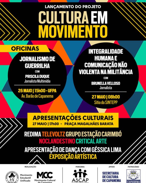 Circuito itinerante de arte e cultura realizará oficinas de jornalismo cultural e programação cultural gratuita em Capanema