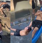 Moradores do bairro de Fátima, em Belém, tomam banho em canal e viralizam;