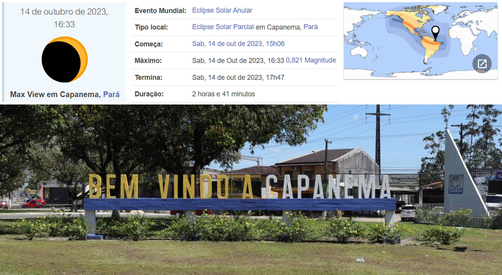 Eclipse solar anular poderá ser observado em Capanema e região