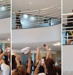 Flamengo em Belém: Cebolinha acena e leva crianças torcedoras do Fla à loucura em hotel