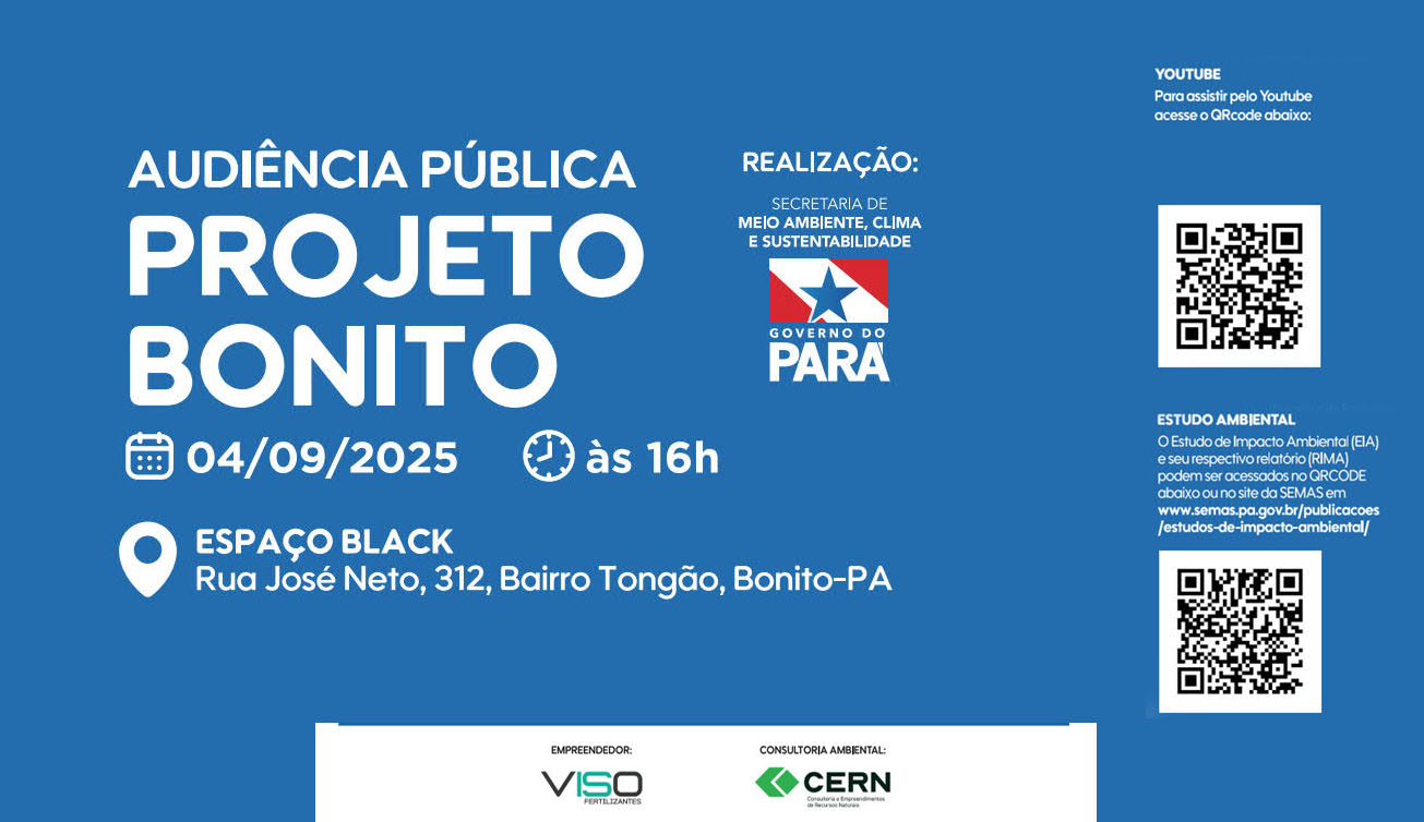 Viso Mineração Indústria e Comércio de Fertilizantes Convoca para audiência pública do projeto Bonito
