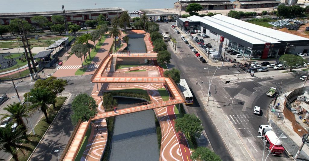 Veja os quiosques de alimentação no parque linear da Doca
