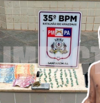 Polícia Militar flagra ponto de tráfico e apreende drogas no bairro São José Operário, em Santarém