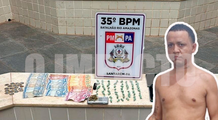 Polícia Militar flagra ponto de tráfico e apreende drogas no bairro São José Operário, em Santarém