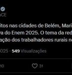 Tema da redação do Enem na Grande Belém expõe desigualdade histórica no campo, diz professor: 'escancara paradoxo do Brasil rural'