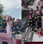 Após coroação, Layane Santos desfila em carro dos bombeiros pelas ruas de Capanema; vídeo