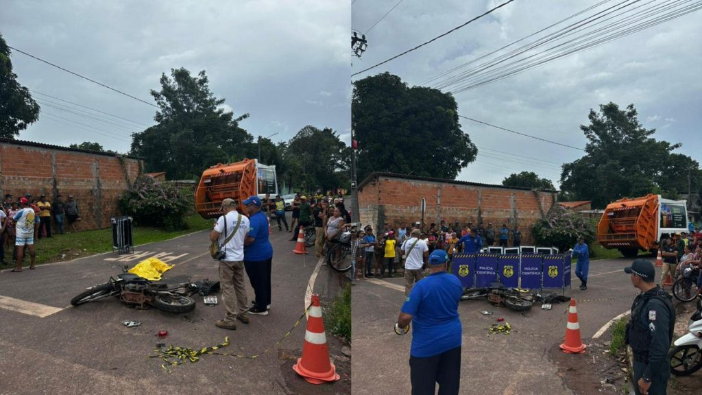 Motociclista morre após ser atingida por caminhão de lixo em Benevides