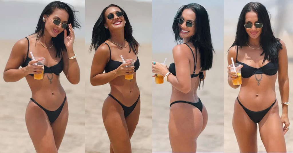 Maxiane posa de biquíni em praia do Recife e boa forma impressiona
