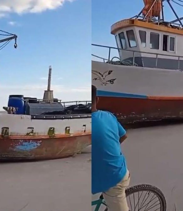 Barco pesqueiro 'fantasma' é encontrado na Praia de Ajuruteua, em Bragança