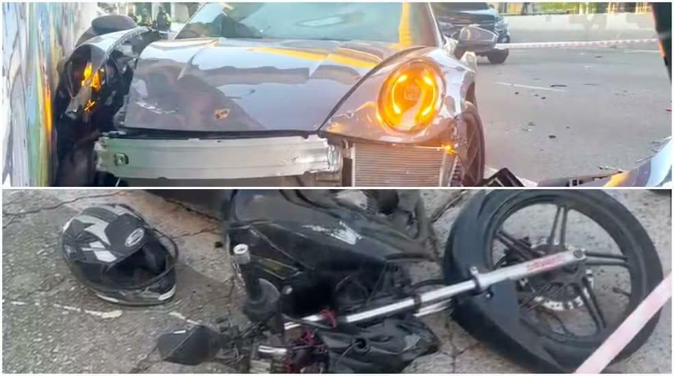 Acidente com Porsche de fisiculturista Fábio Giga é flagrado por câmeras de segurança em SP