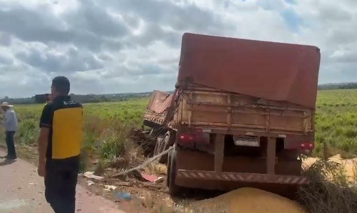 Colisão entre caminhões e carreta termina em morte na BR-155, em Xinguara